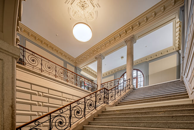 Inside Montreux Station Historical staircase Montreux railway station